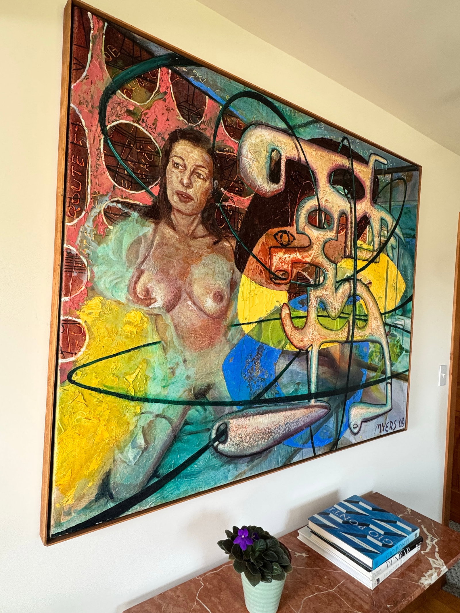 Walter Myers Large-Scale Figurative Oil on Canvas, "Postcard From Florida", Signed and Dated 200 - 4