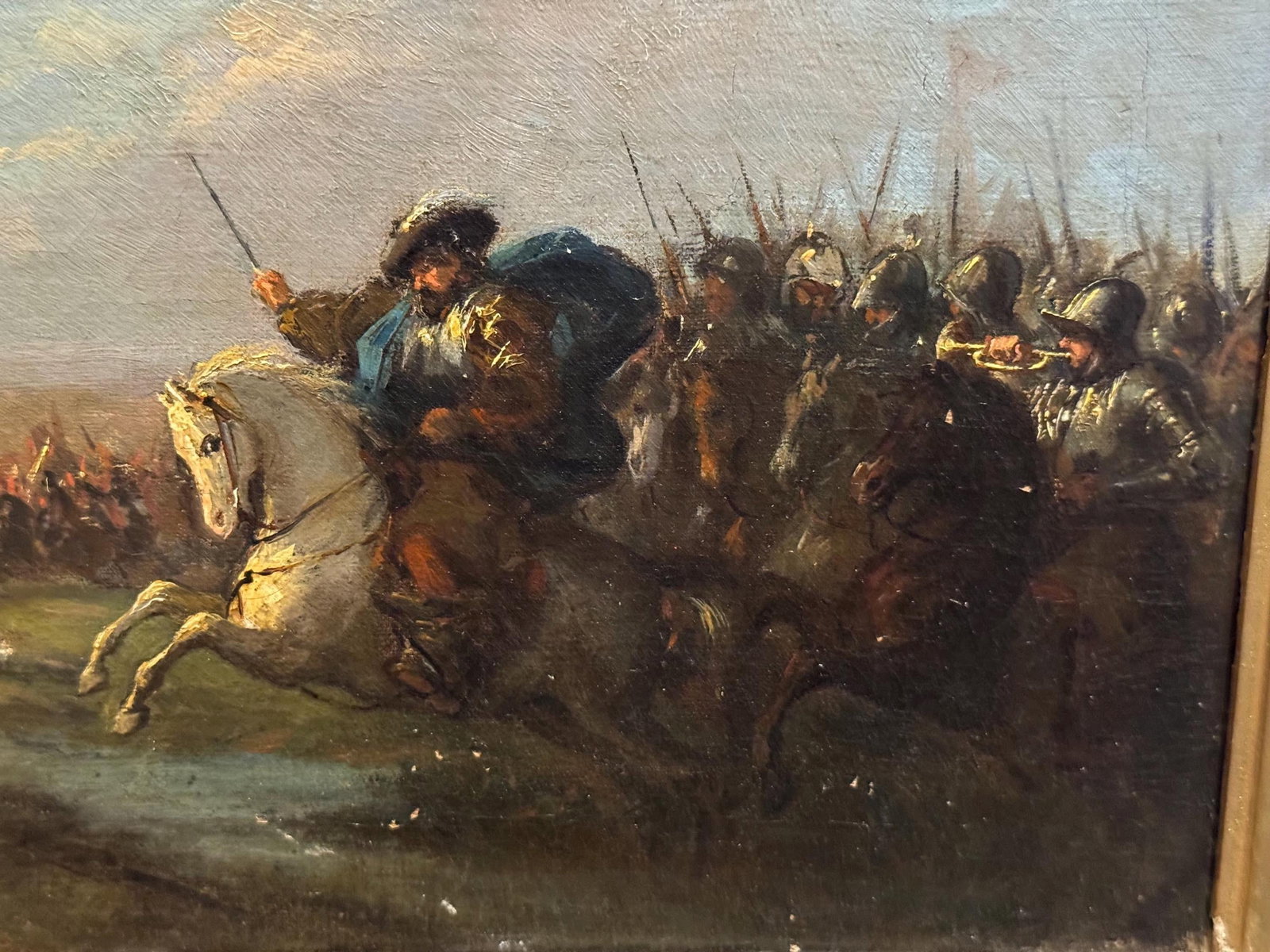 Antique 19th C. Oil Painting European Battlefield WOW! - 9