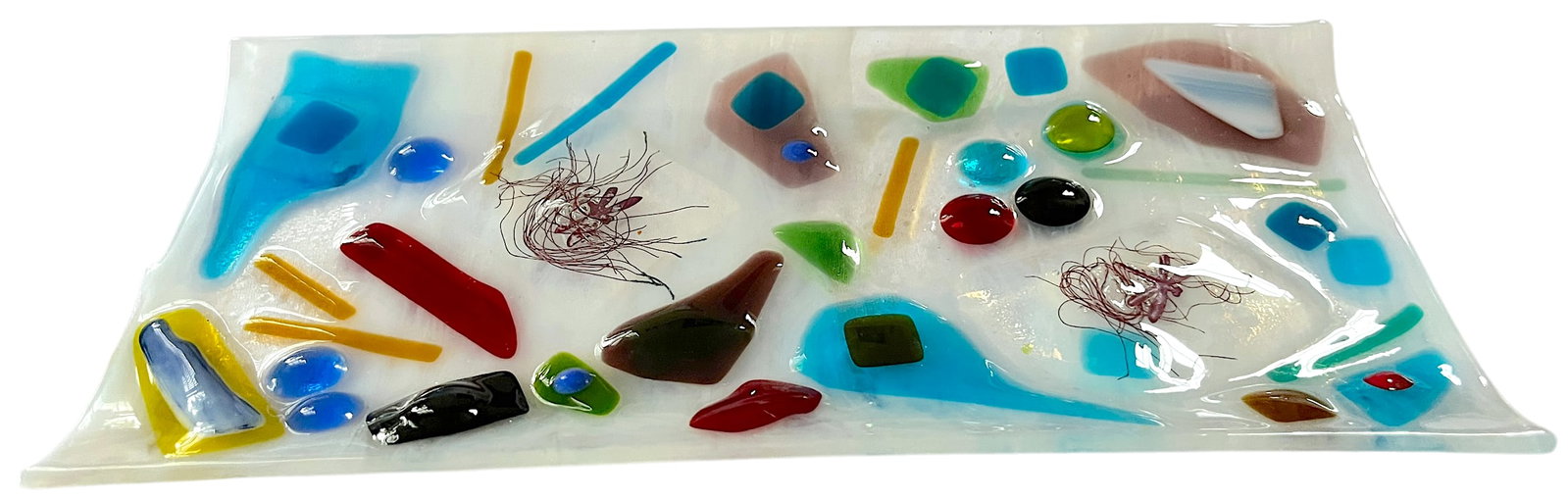 Postmodern Studio Fused Art Glass Tray in the Style of Chihuly & Memphis Milano - 6