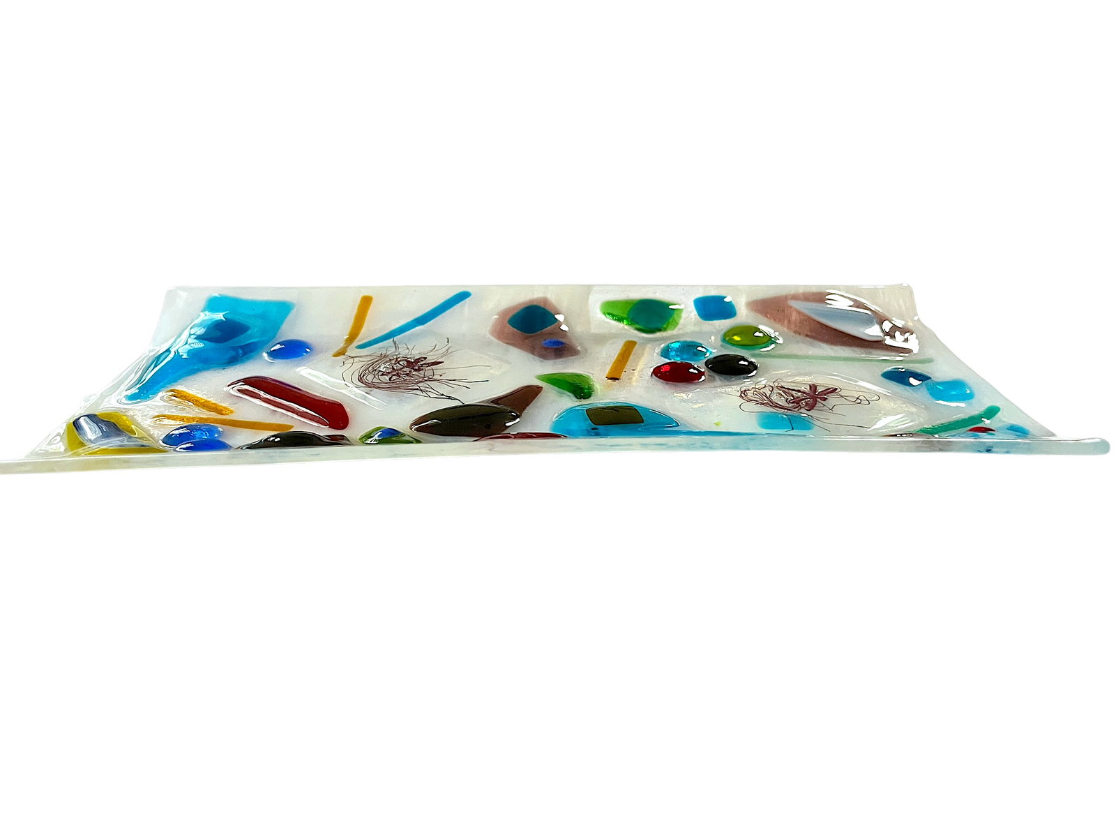 Postmodern Studio Fused Art Glass Tray in the Style of Chihuly & Memphis Milano - 7