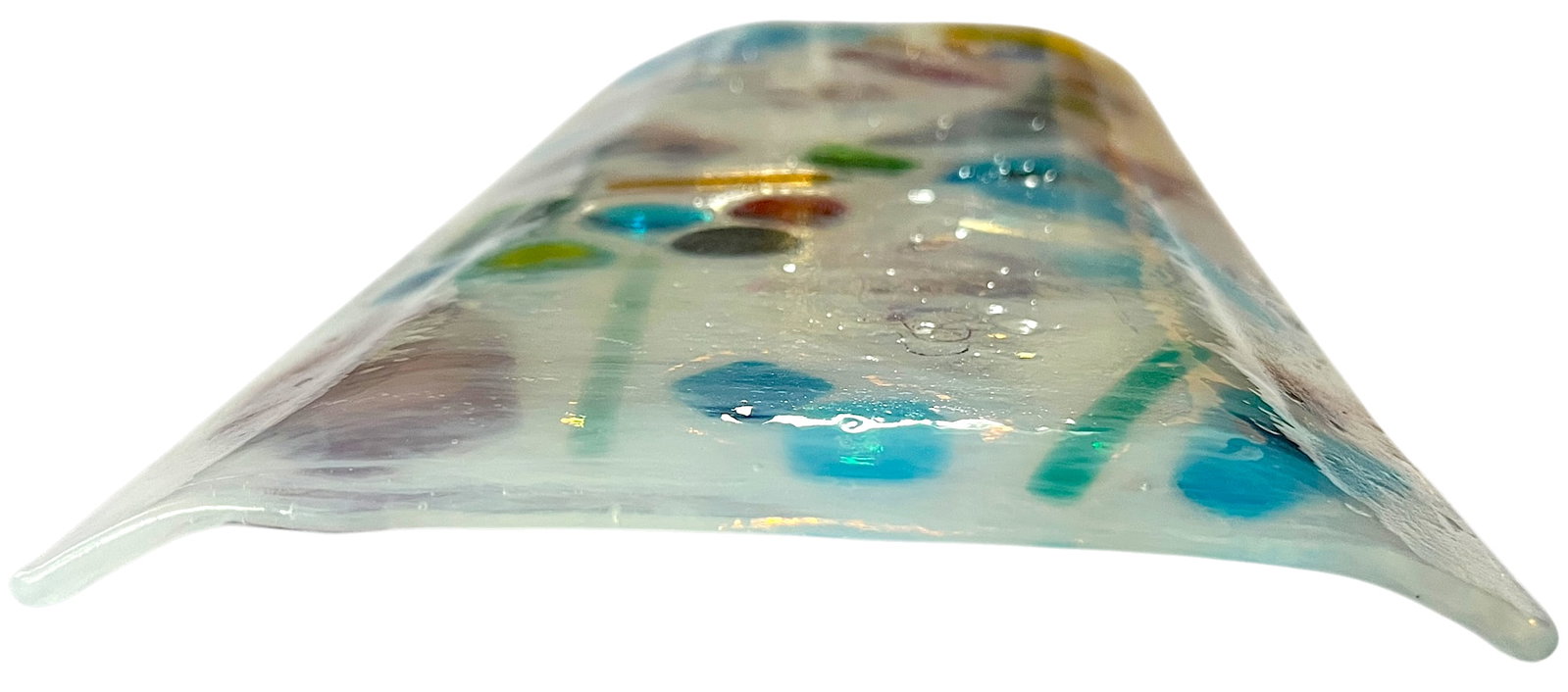 Postmodern Studio Fused Art Glass Tray in the Style of Chihuly & Memphis Milano - 9