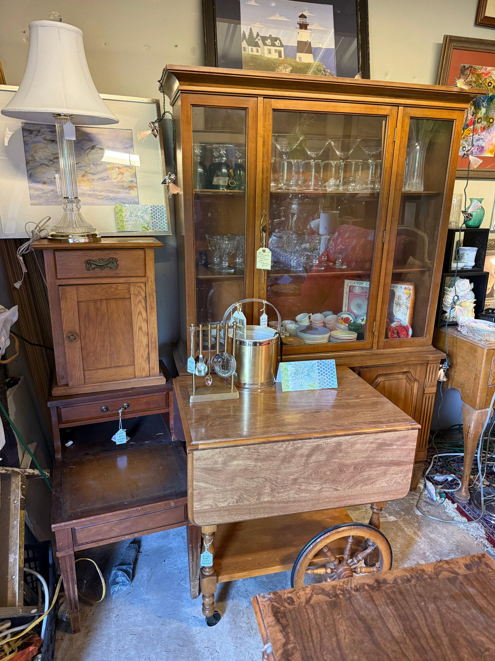 1960s Retro Rolling Wagon Wheel Bar Cart - 2