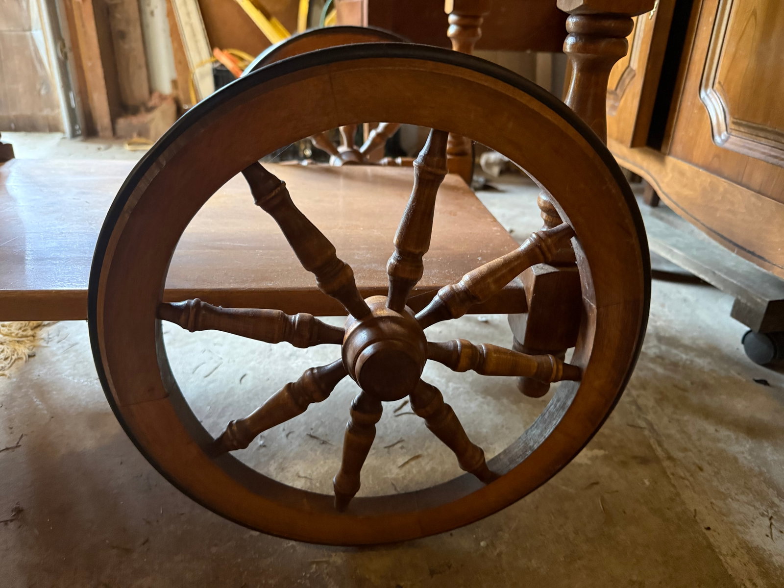 1960s Retro Rolling Wagon Wheel Bar Cart - 5