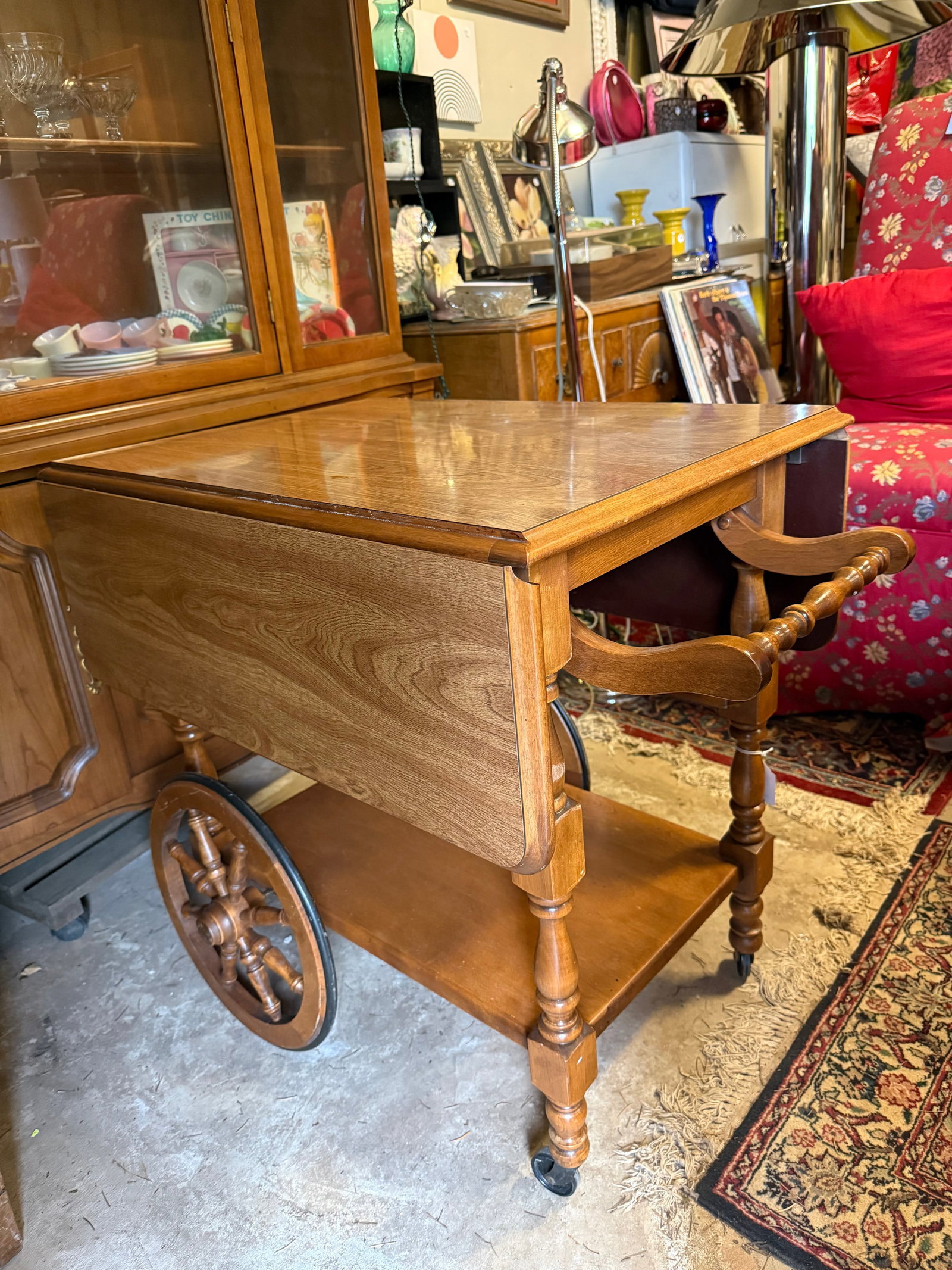1960s Retro Rolling Wagon Wheel Bar Cart - 6