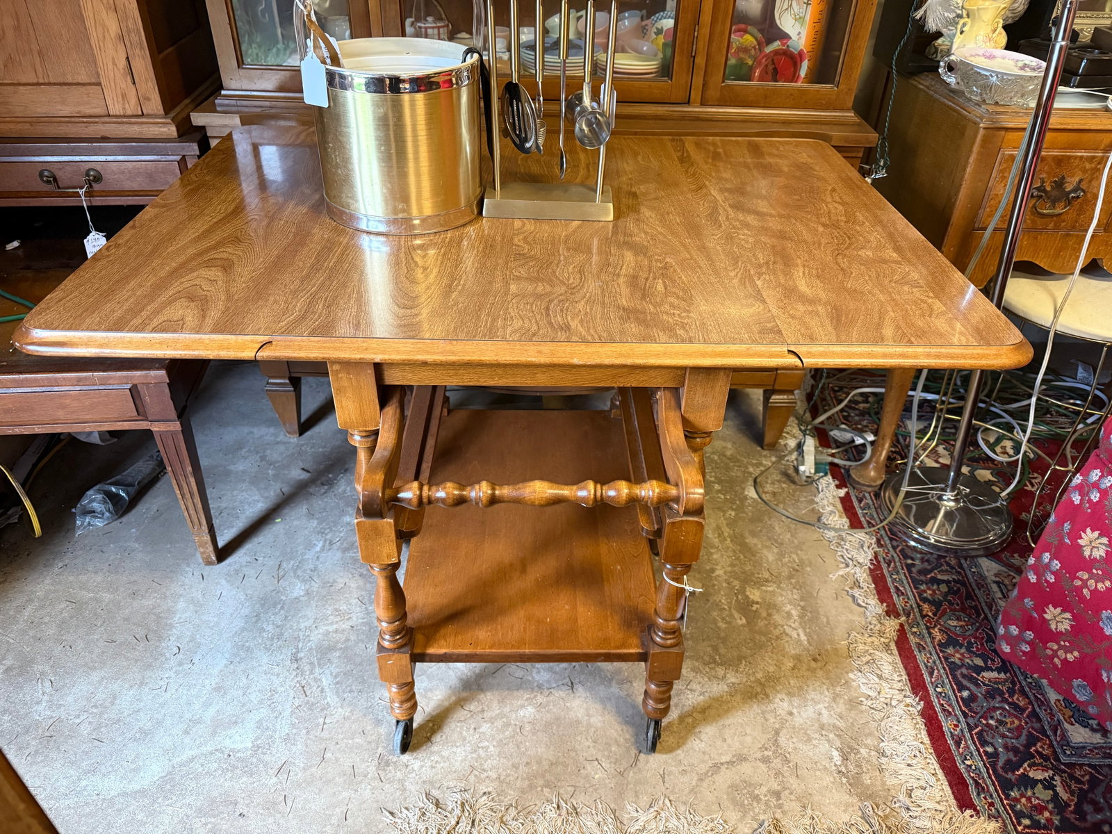1960s Retro Rolling Wagon Wheel Bar Cart - 8