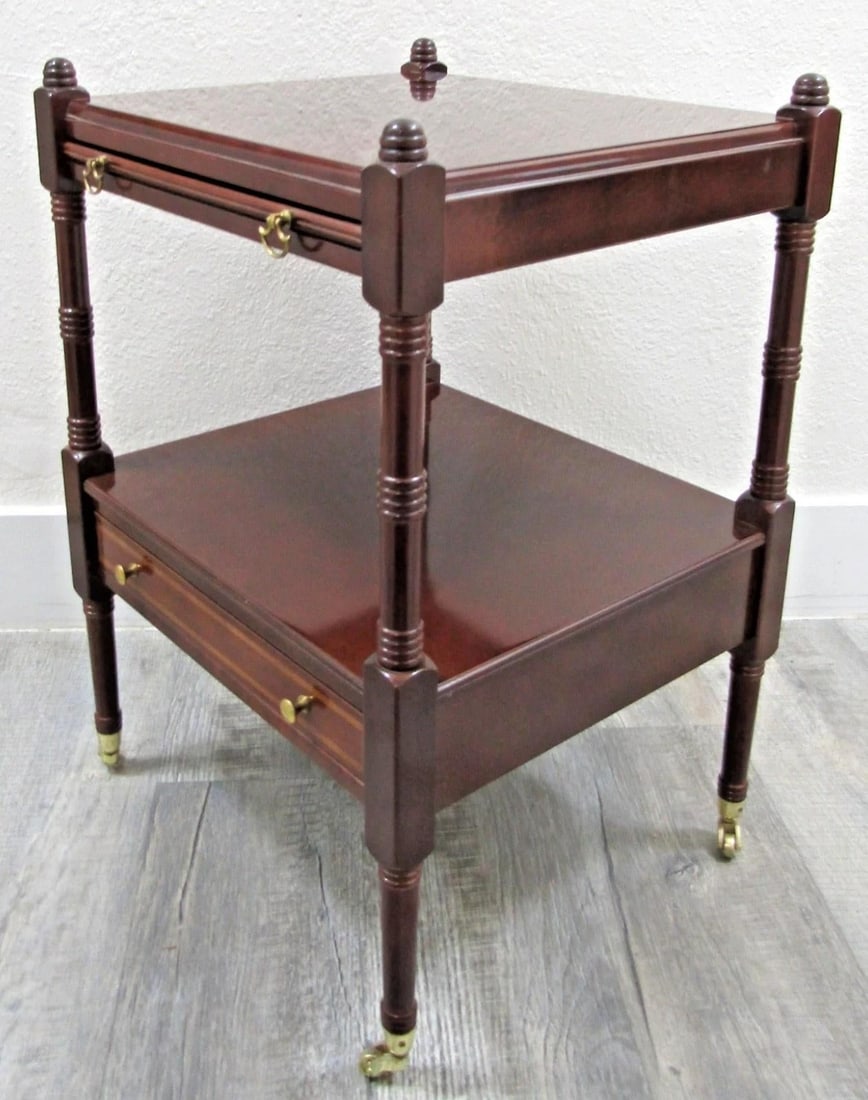 1980s Bombay Regency Style Cherry Finish Two Tier Side End Table - 10