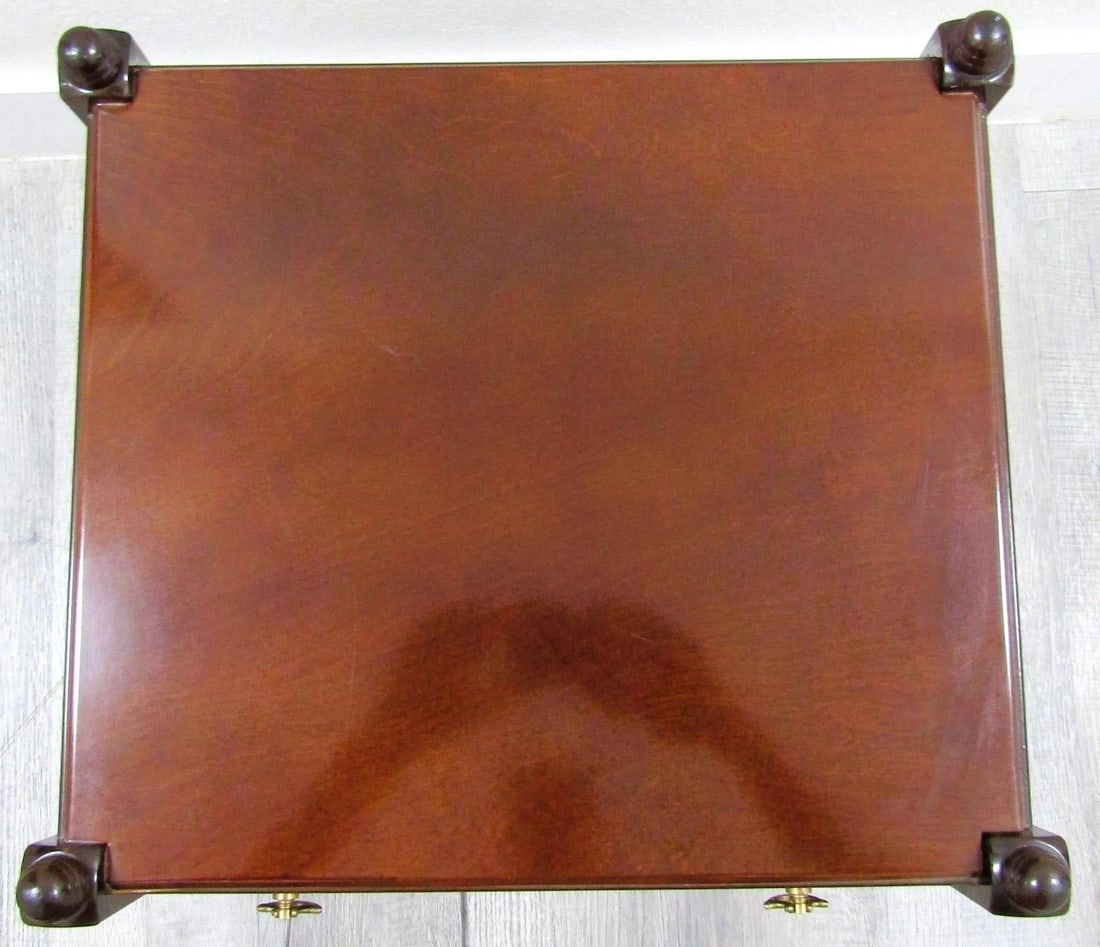1980s Bombay Regency Style Cherry Finish Two Tier Side End Table - 13