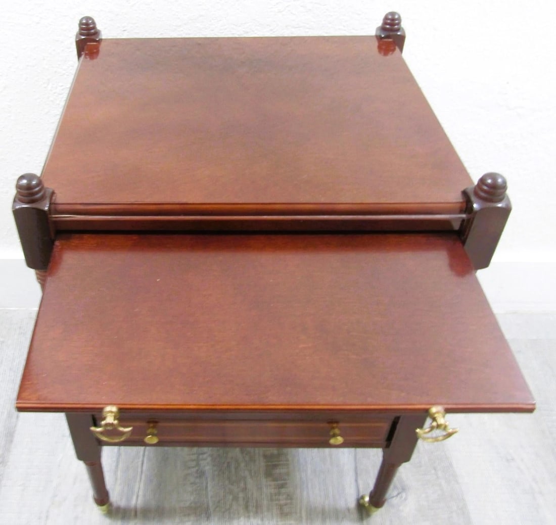 1980s Bombay Regency Style Cherry Finish Two Tier Side End Table - 3
