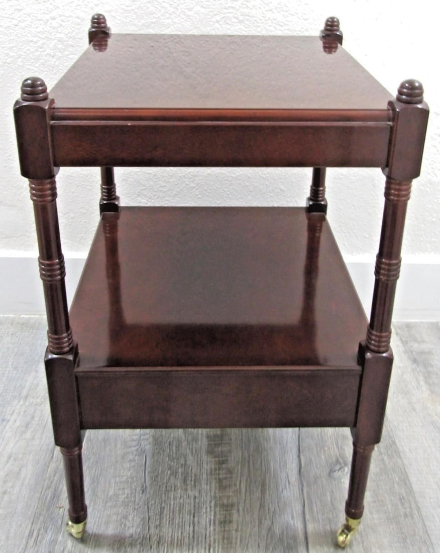 1980s Bombay Regency Style Cherry Finish Two Tier Side End Table - 5