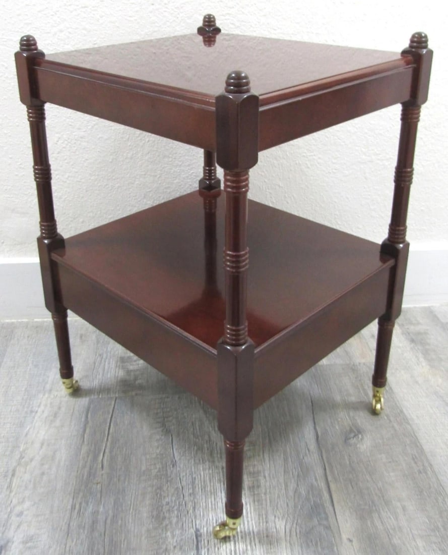 1980s Bombay Regency Style Cherry Finish Two Tier Side End Table - 6