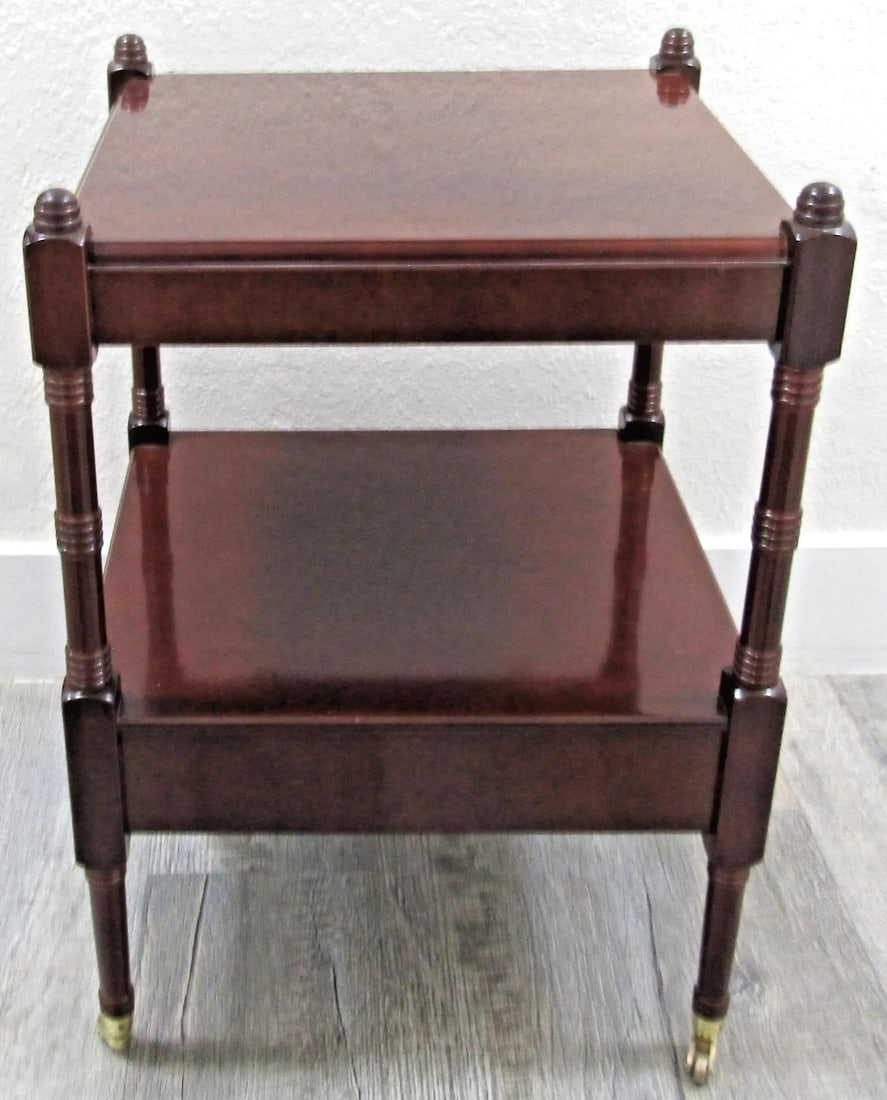 1980s Bombay Regency Style Cherry Finish Two Tier Side End Table - 7