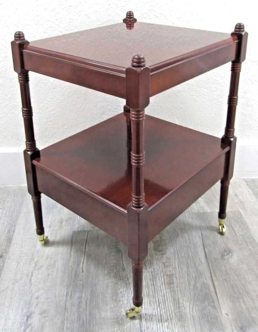 1980s Bombay Regency Style Cherry Finish Two Tier Side End Table - 8