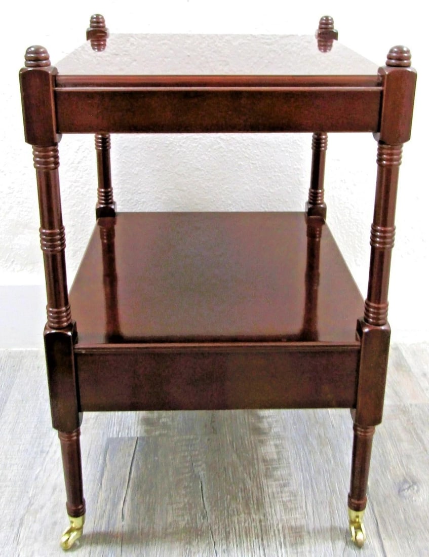 1980s Bombay Regency Style Cherry Finish Two Tier Side End Table - 9