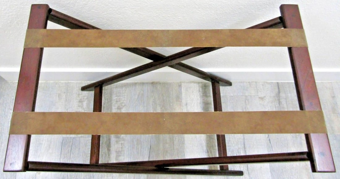 Mid 20th Century Vintage English Butler's Mahogany Tray Table With Folding Stand - 16