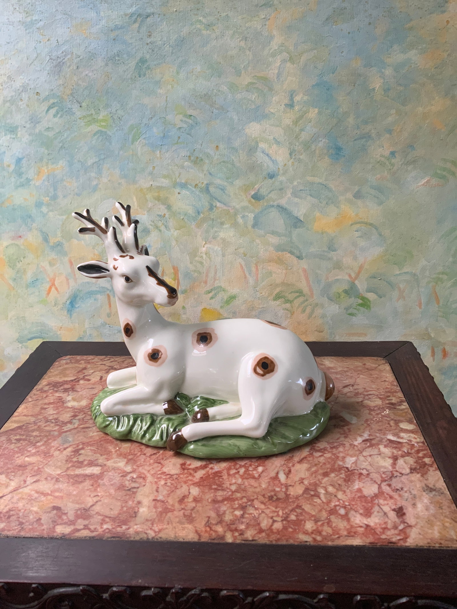 1980s Pair of Porcelain Recumbent Deer - 3