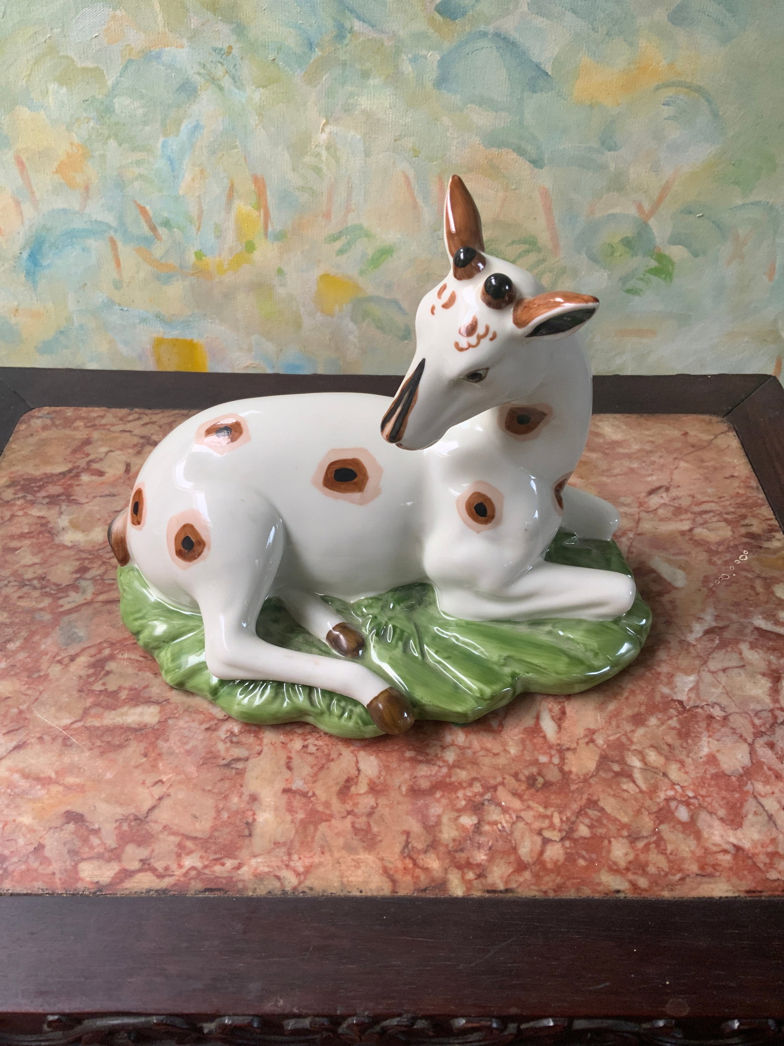 1980s Pair of Porcelain Recumbent Deer - 7