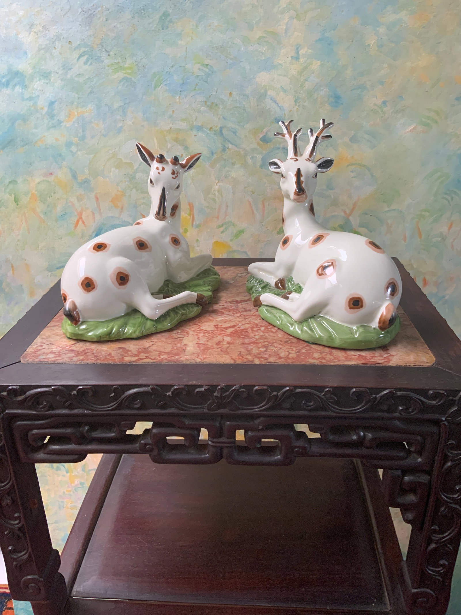 1980s Pair of Porcelain Recumbent Deer - 8