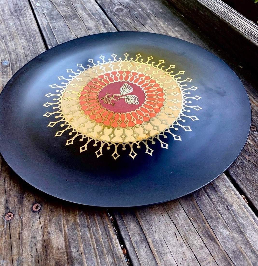 Vintage Couroc Monterey Hollywood Regency Sunburst Charger Plate - 3