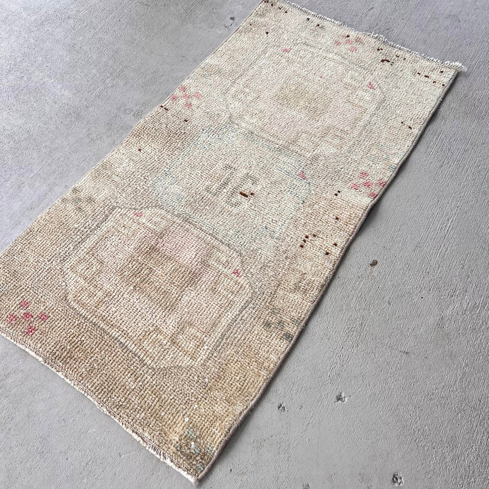 1960s Turkish Small Miniature Neutral Rug - 1'7x3'2 - 2