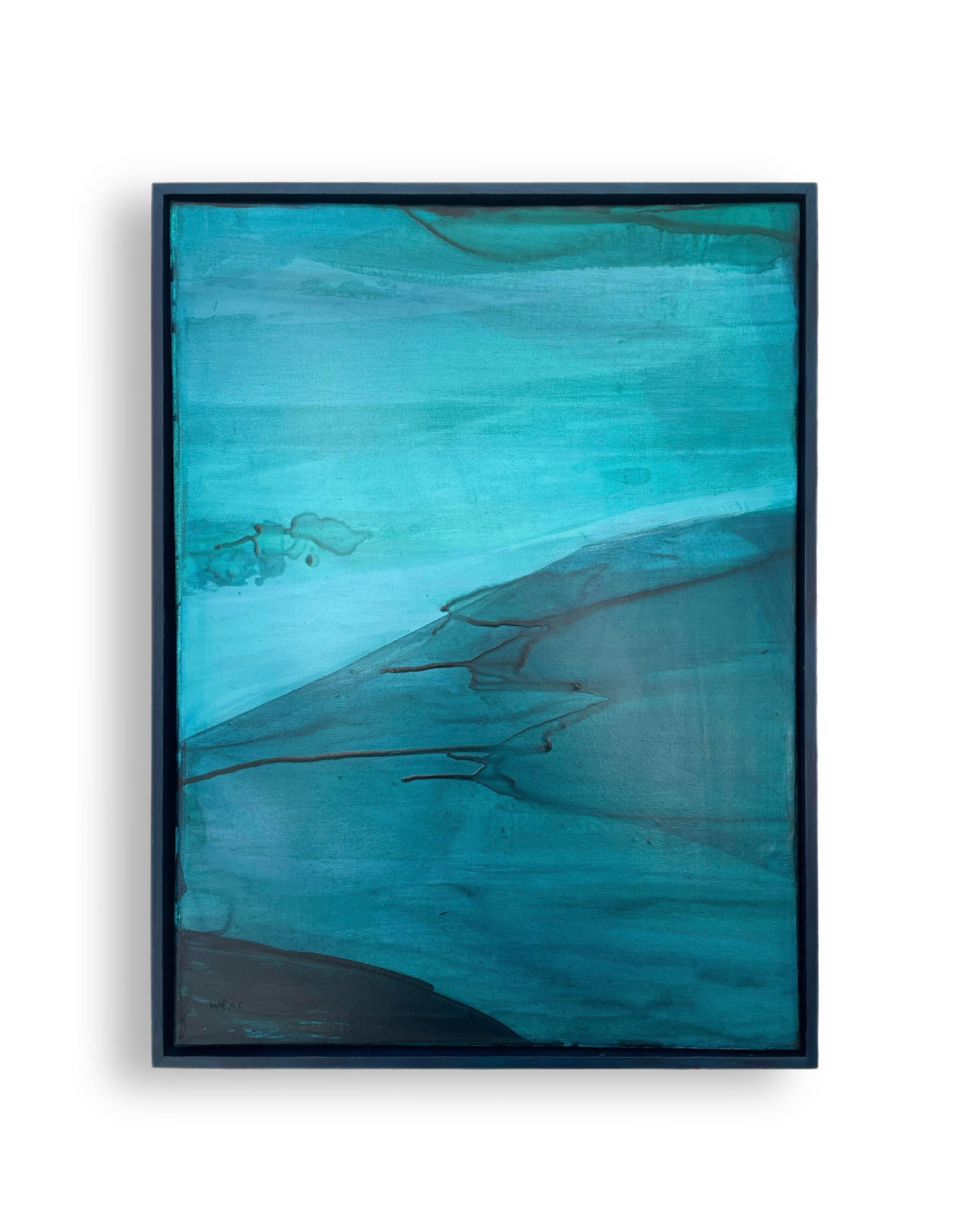 Modern Organic Coastal Diptych Painting in Turquoise & Deep Teal by Stacey Warnix - 6