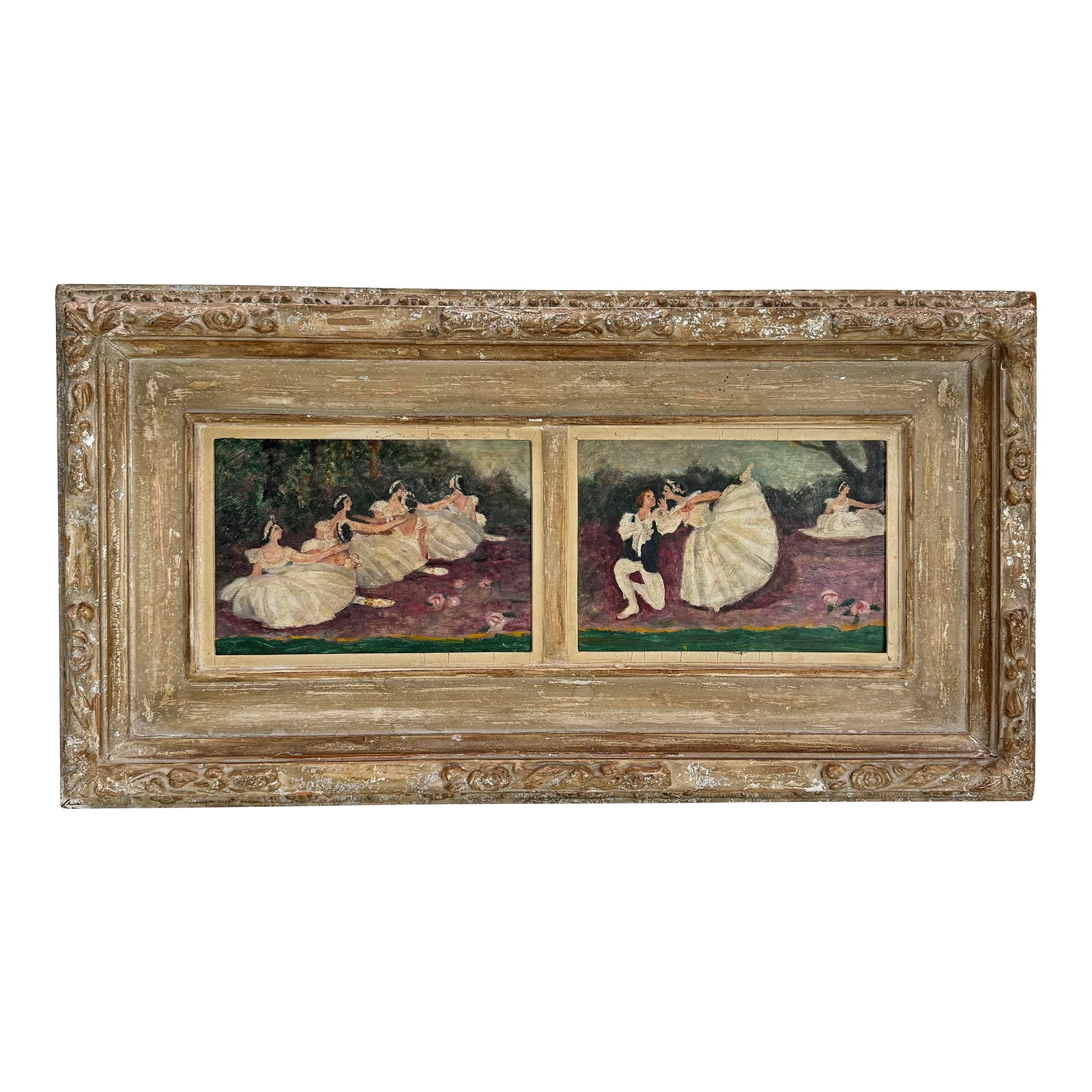 1950s T. Miyata ShunyÃ´-Kai Association Oil on Panel Diptych "Les Sylphides No. 1 & 2": Founded in 1922, the Shunyo-kai (Spring Sun Society) is a celebrated Japanese Western-style (yÅga) painting organization. It was established by a group of rebellious artists who left the Japan