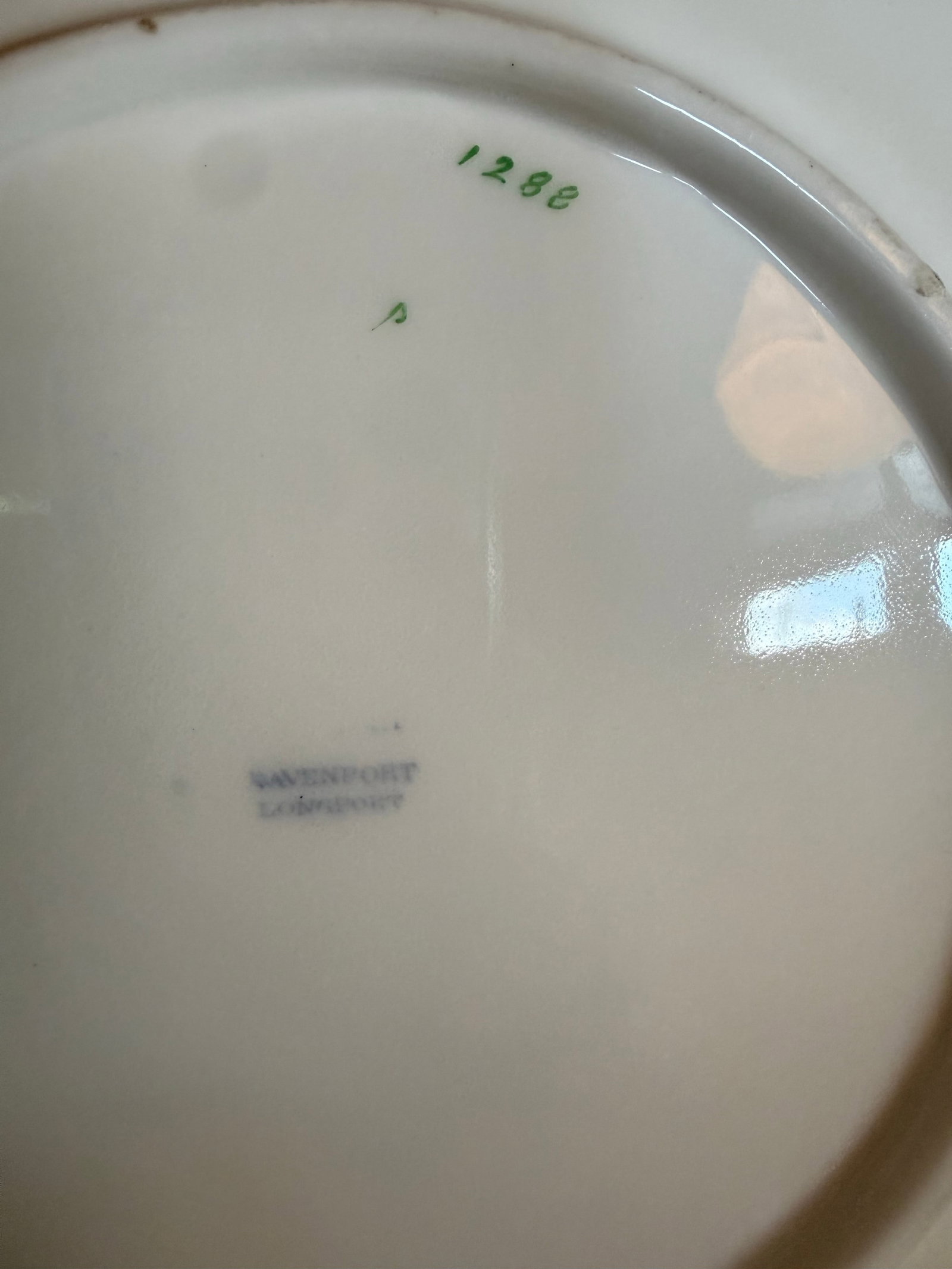 Antique Davenport Longport Porcelain Dessert Service, Green Ivy & Gilt, Pattern 1288 "” 13 - 6