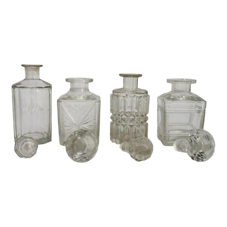Four Vintage Dimiutive Cut & Pressed Glass Spirit Decanters C1940 - 18
