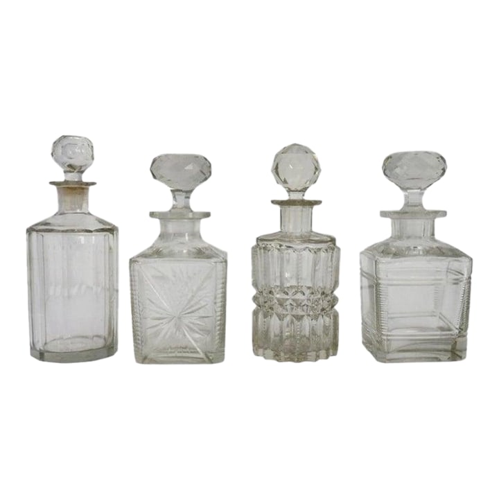 Four Vintage Dimiutive Cut & Pressed Glass Spirit Decanters C1940 (1 of 18)