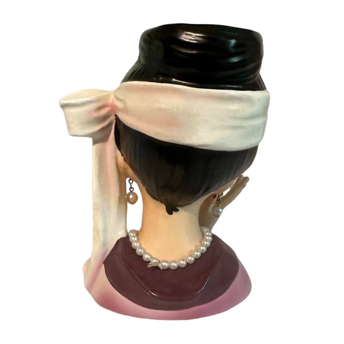 Rare Vintage 1964 Inarco E-1611 Lady Head Vase Costume Series - Jewelry & Sticker - 2
