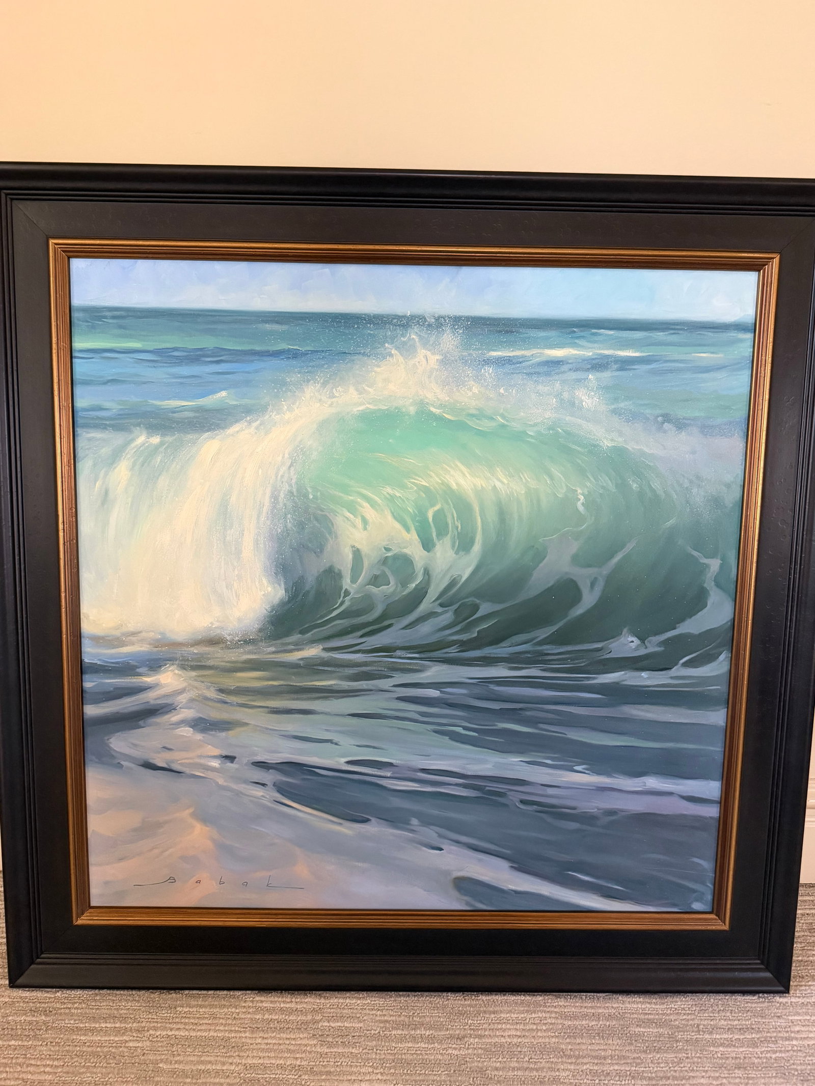 Olena Babak Signed Original Oil "Alive" Wave Seascape Plein Air - 2