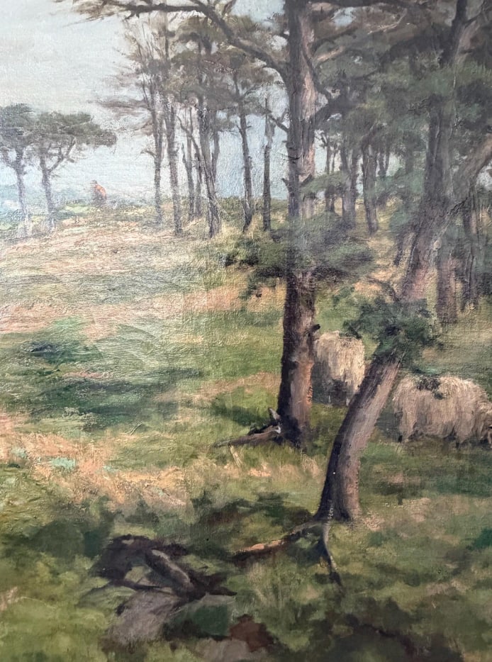 Antique 1800s Pastoral Landscape - Signed Oil on Canvas - 5