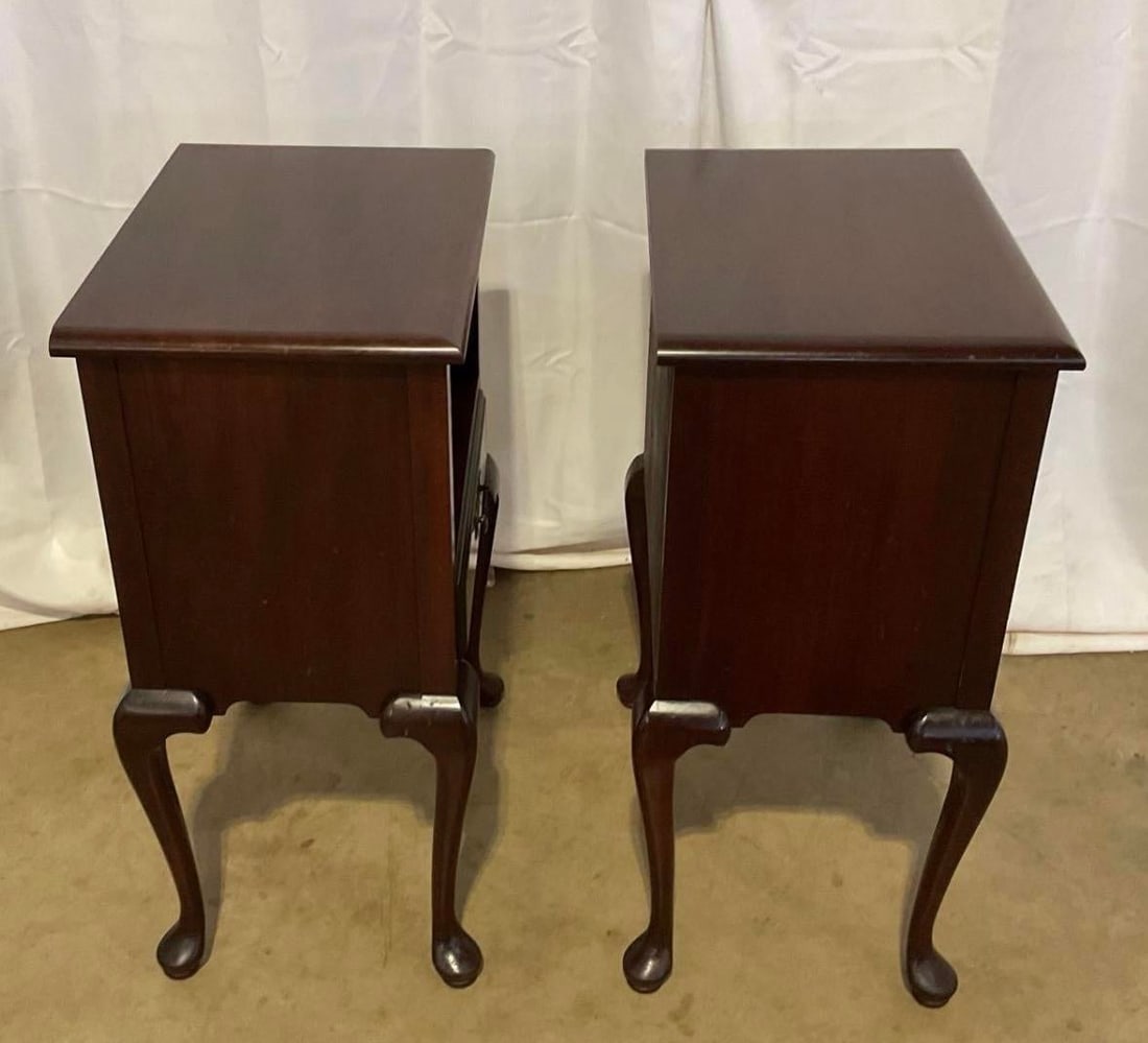 Pair of 1940's Solid Mahogany Queen Anne Night Stands - 2