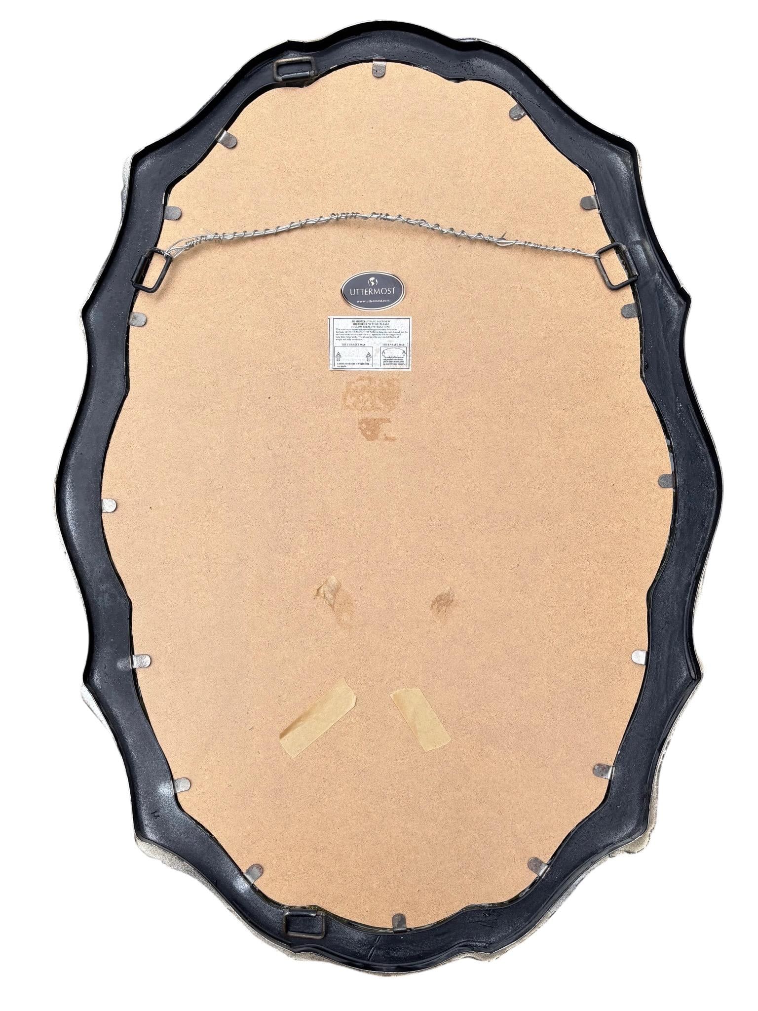 Large Cast Metal Oval Cartouche Mirror,, Silver-Gilt & Celedon - 7