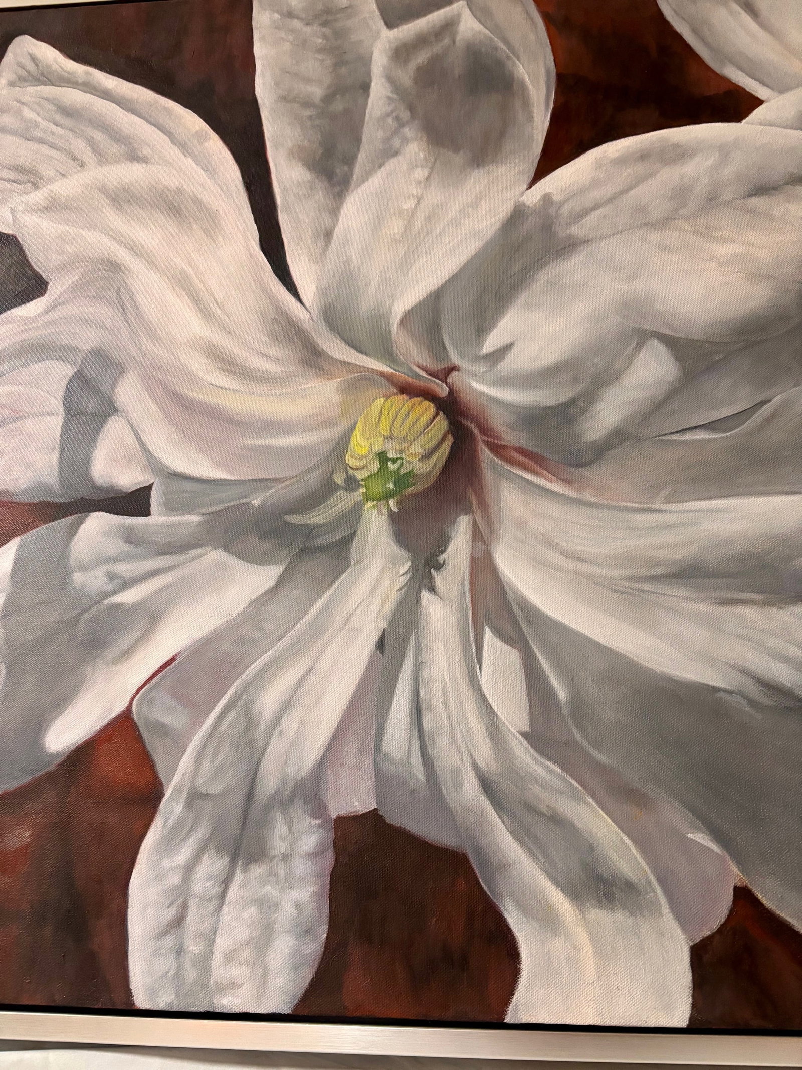 Framed Oil on Canvas Magnolia by Shelly Gurton Titled "Margaux" - 10