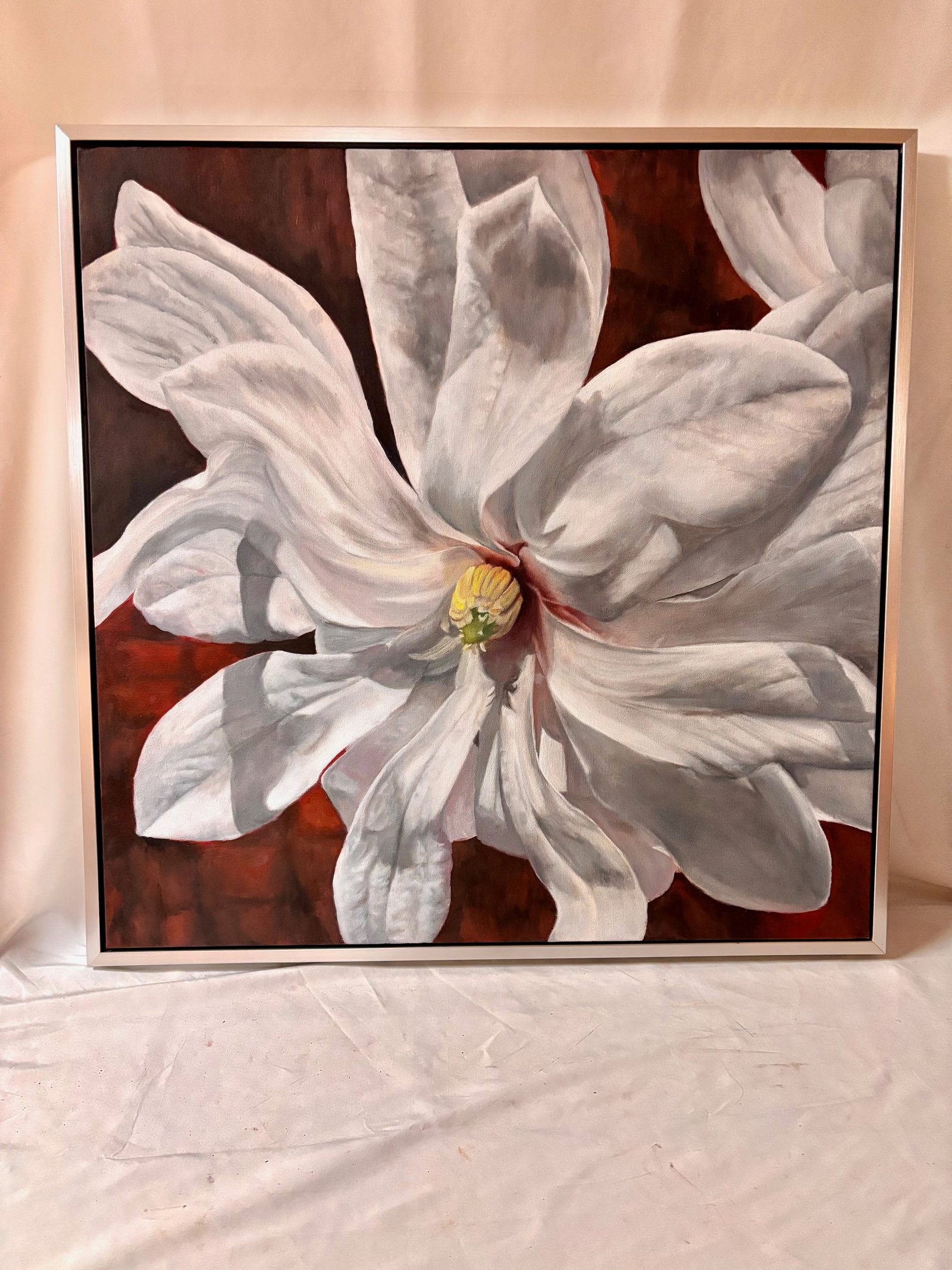 Framed Oil on Canvas Magnolia by Shelly Gurton Titled "Margaux" - 11