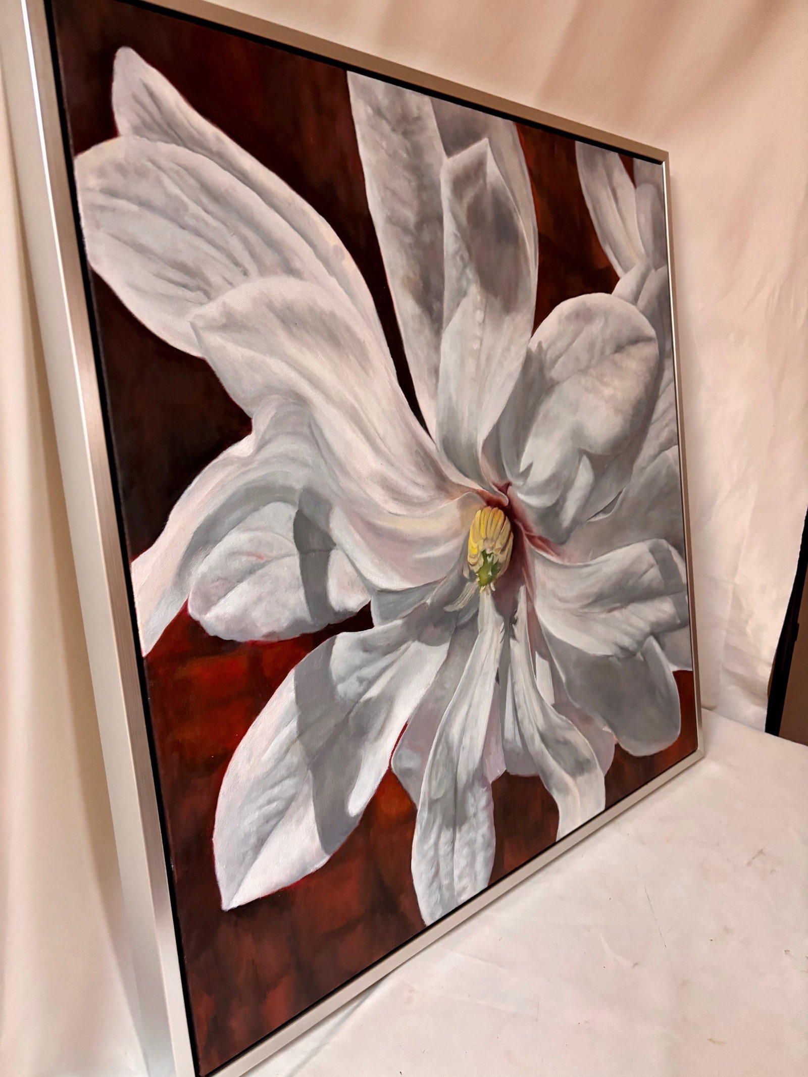Framed Oil on Canvas Magnolia by Shelly Gurton Titled "Margaux" - 2