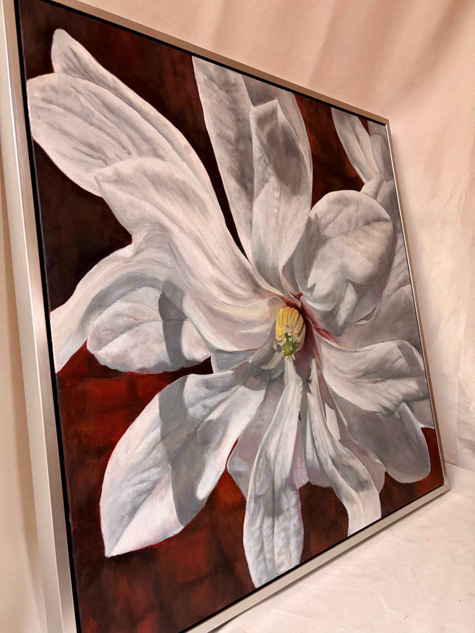 Framed Oil on Canvas Magnolia by Shelly Gurton Titled "Margaux" - 3