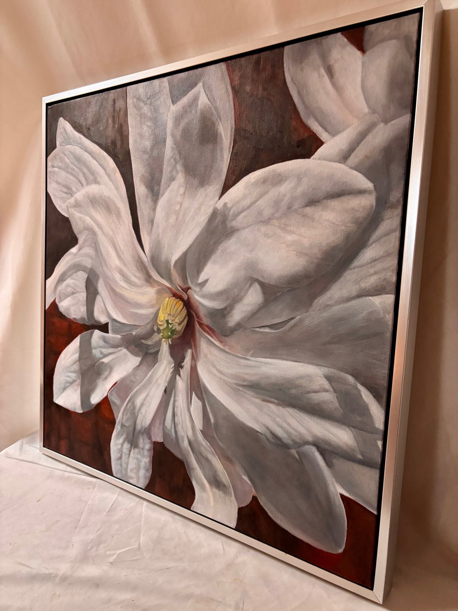 Framed Oil on Canvas Magnolia by Shelly Gurton Titled "Margaux" - 4