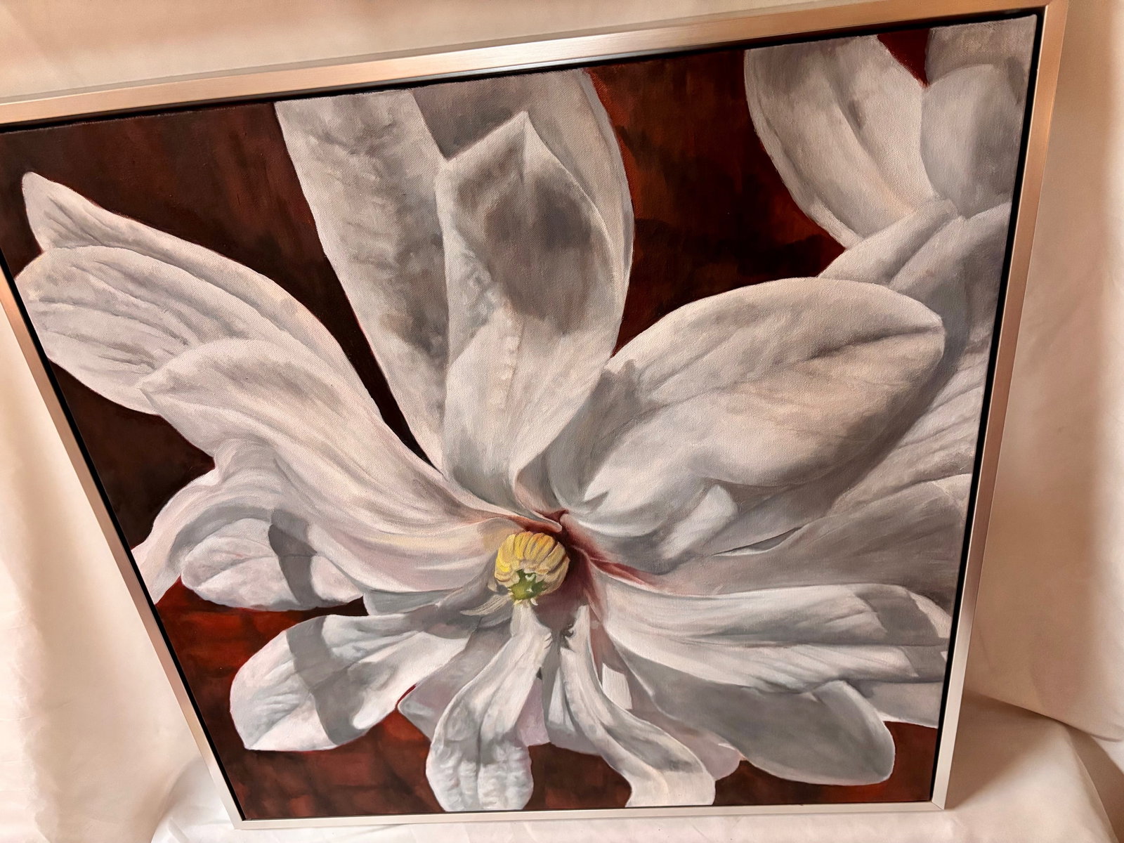 Framed Oil on Canvas Magnolia by Shelly Gurton Titled "Margaux" - 6