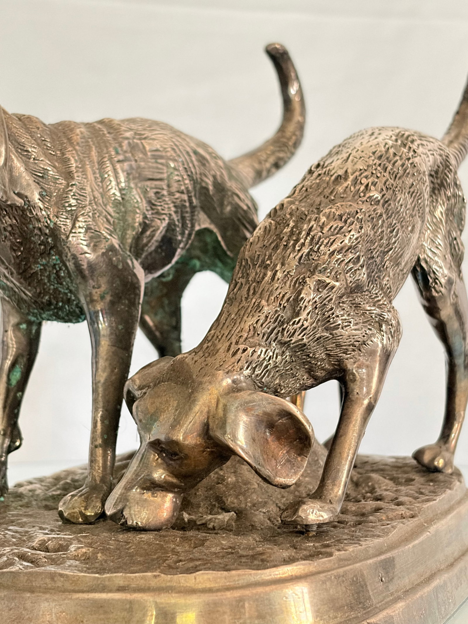 Mid 20th Century French Animalier Style Hunting Dogs Sculpture After Alfred Dubucand - 2