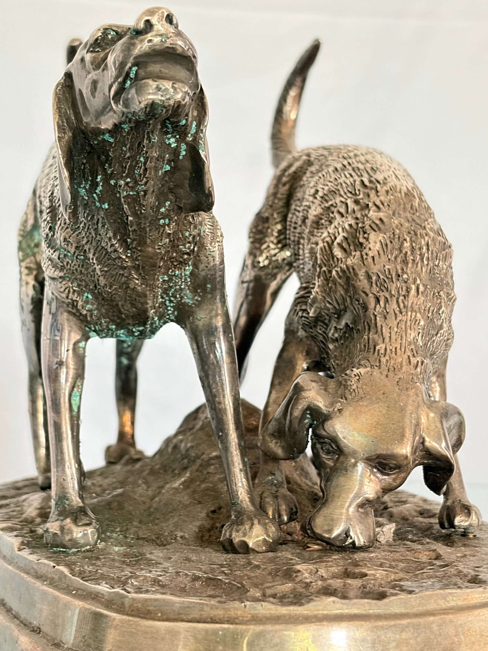 Mid 20th Century French Animalier Style Hunting Dogs Sculpture After Alfred Dubucand - 3