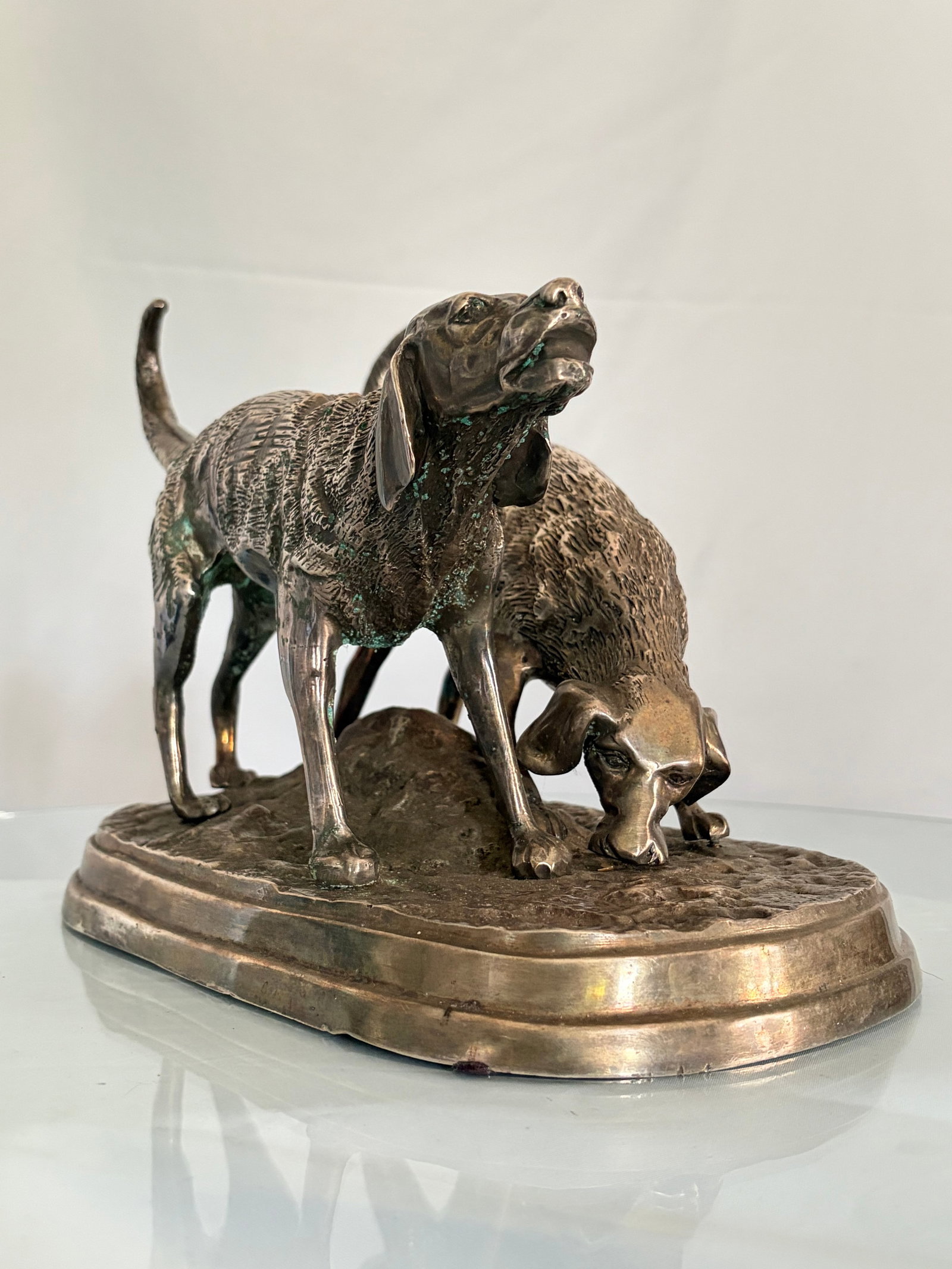 Mid 20th Century French Animalier Style Hunting Dogs Sculpture After Alfred Dubucand - 6