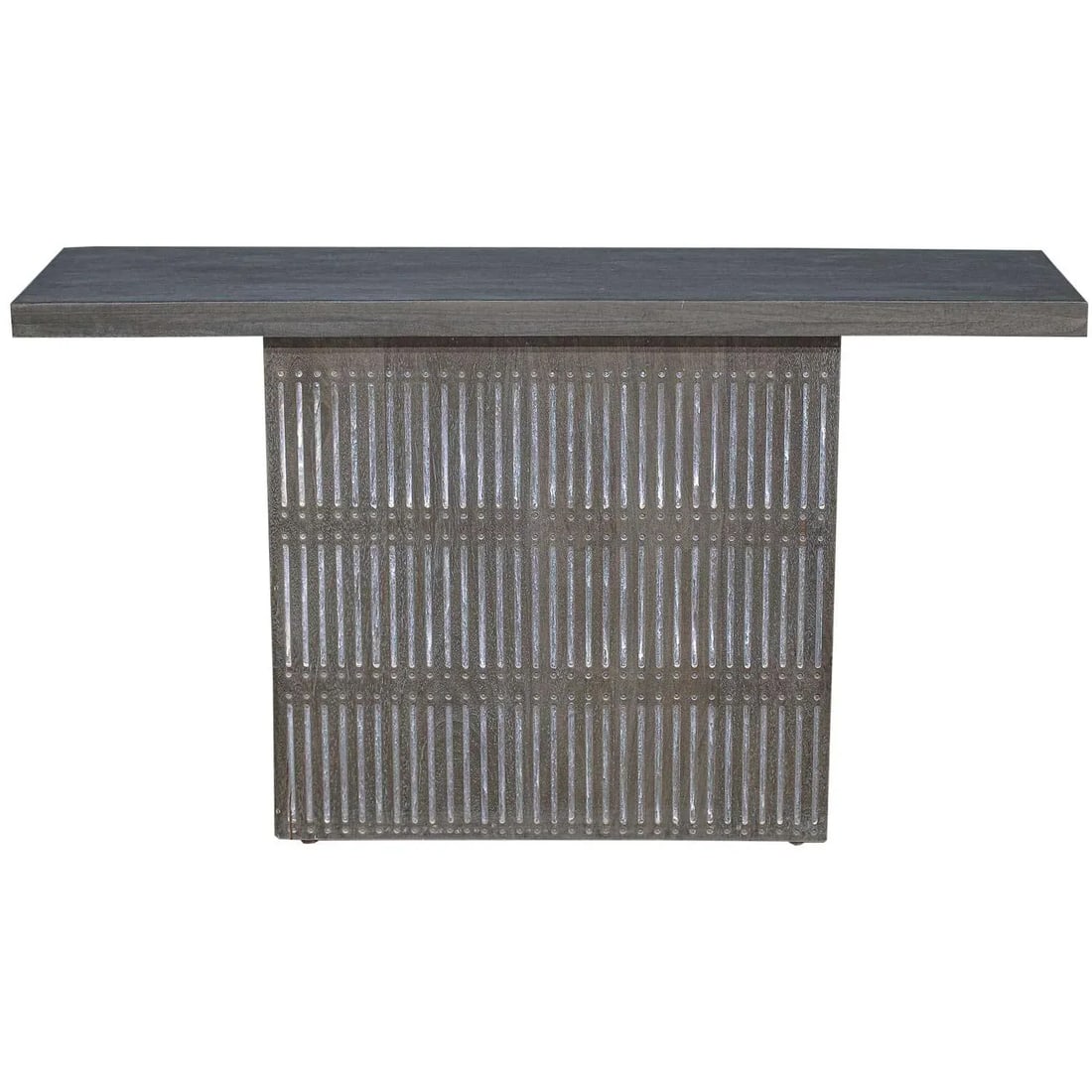 Modern Ash Gray Rib Carved Solid Wood Square Coffee Table | Solid Wood Center Table | Boho Chic Dist - 2