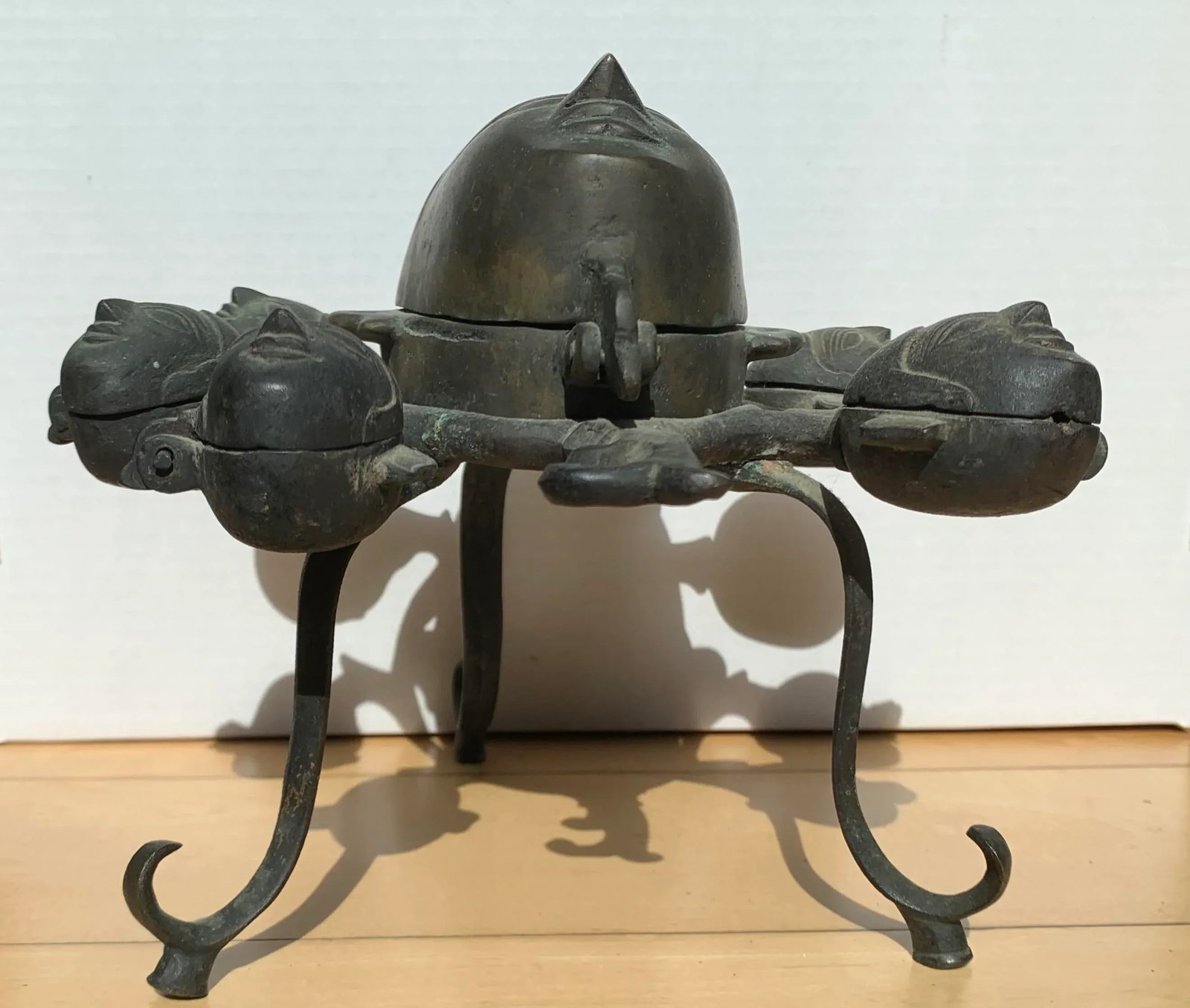 Vintage Hindu Deity Bronze Incense Burner - 2
