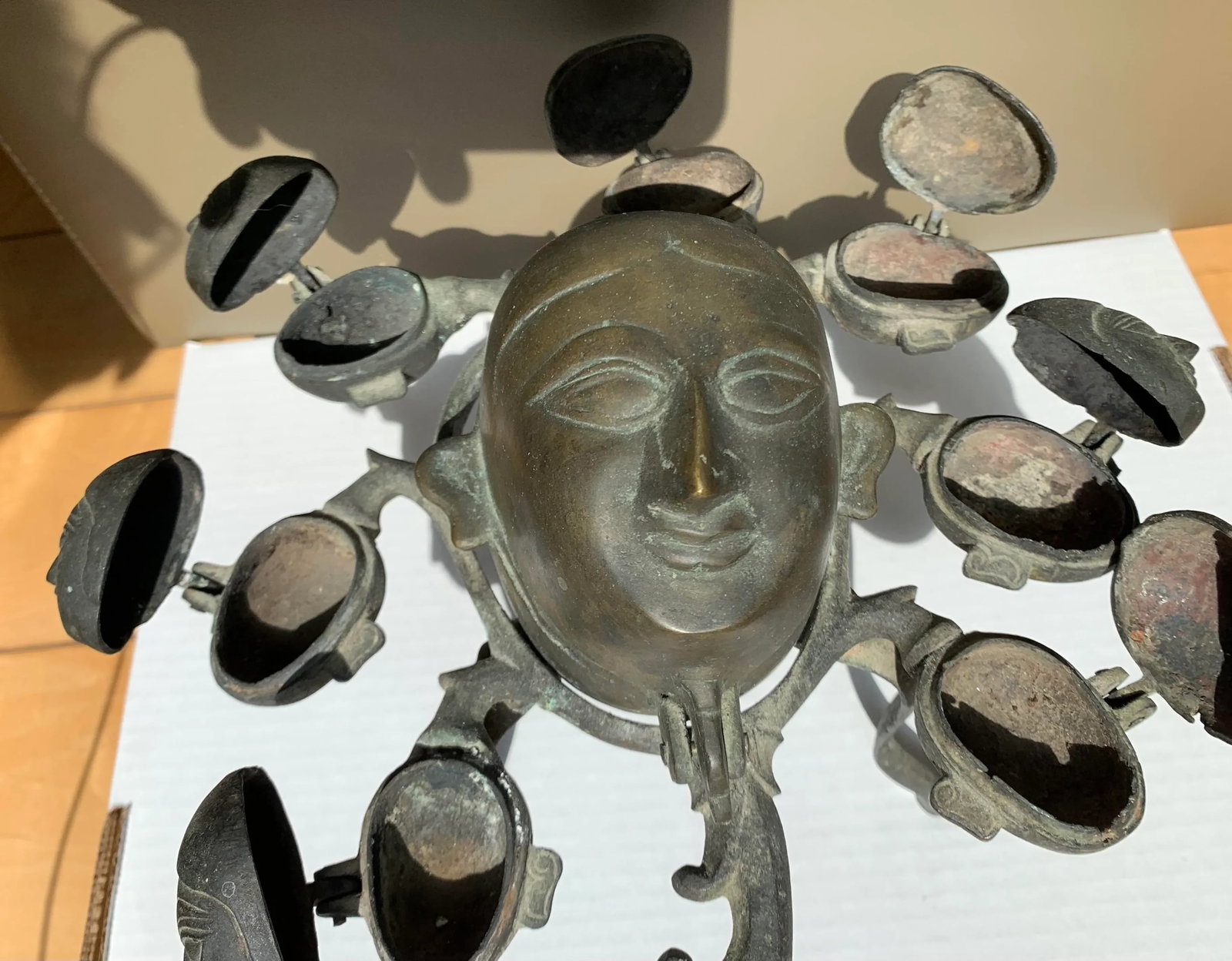 Vintage Hindu Deity Bronze Incense Burner - 5