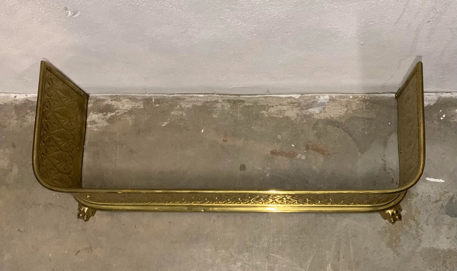 Vintage Art Deco Brass Fireplace Fender - 3