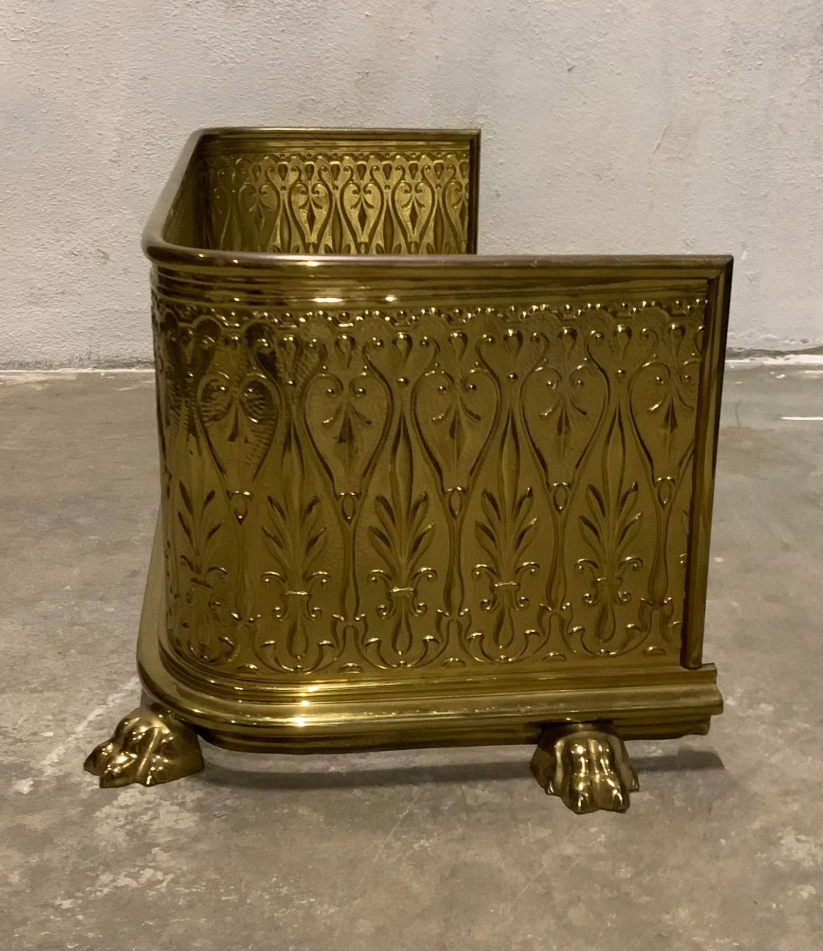 Vintage Art Deco Brass Fireplace Fender - 4
