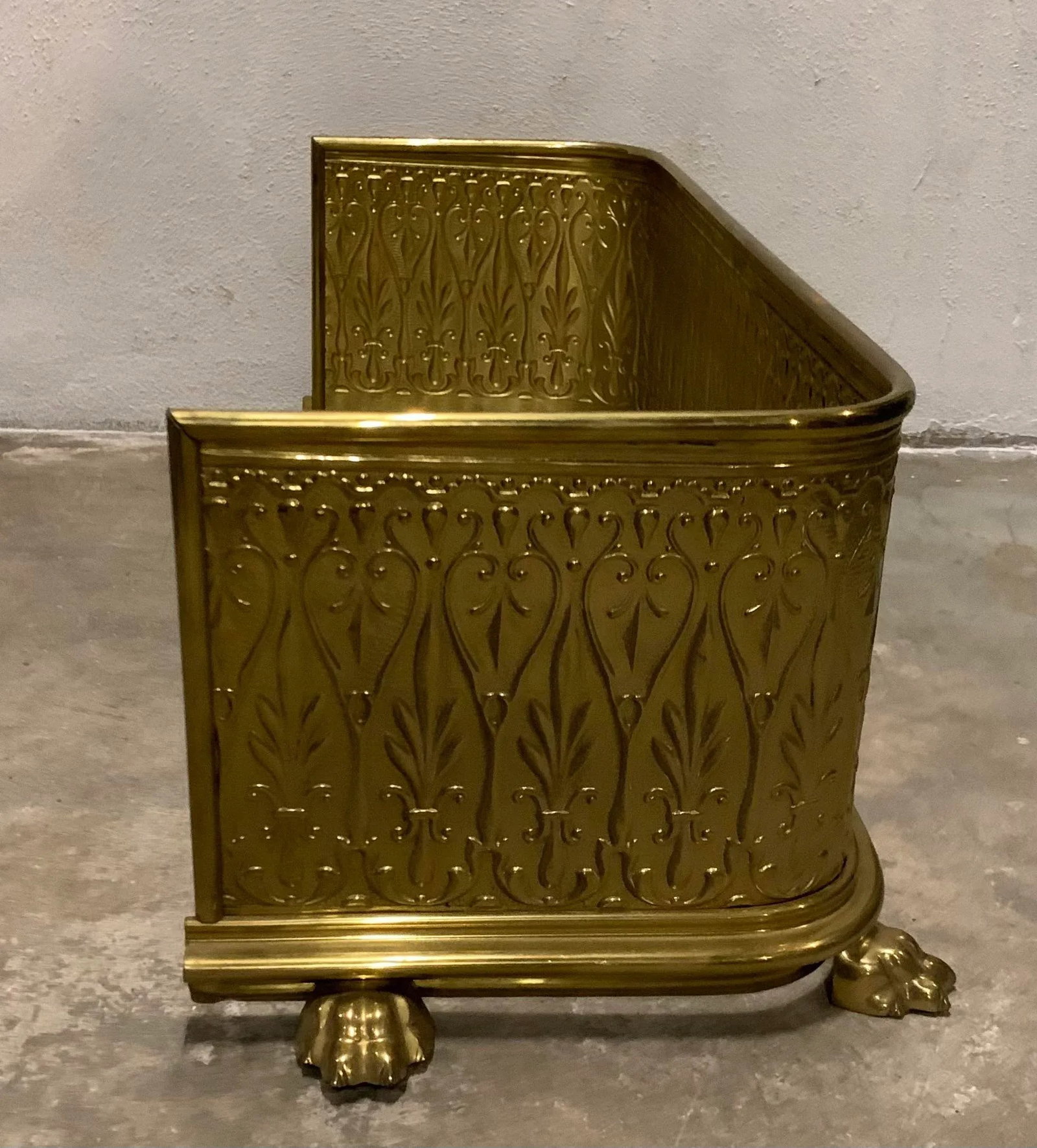 Vintage Art Deco Brass Fireplace Fender - 5