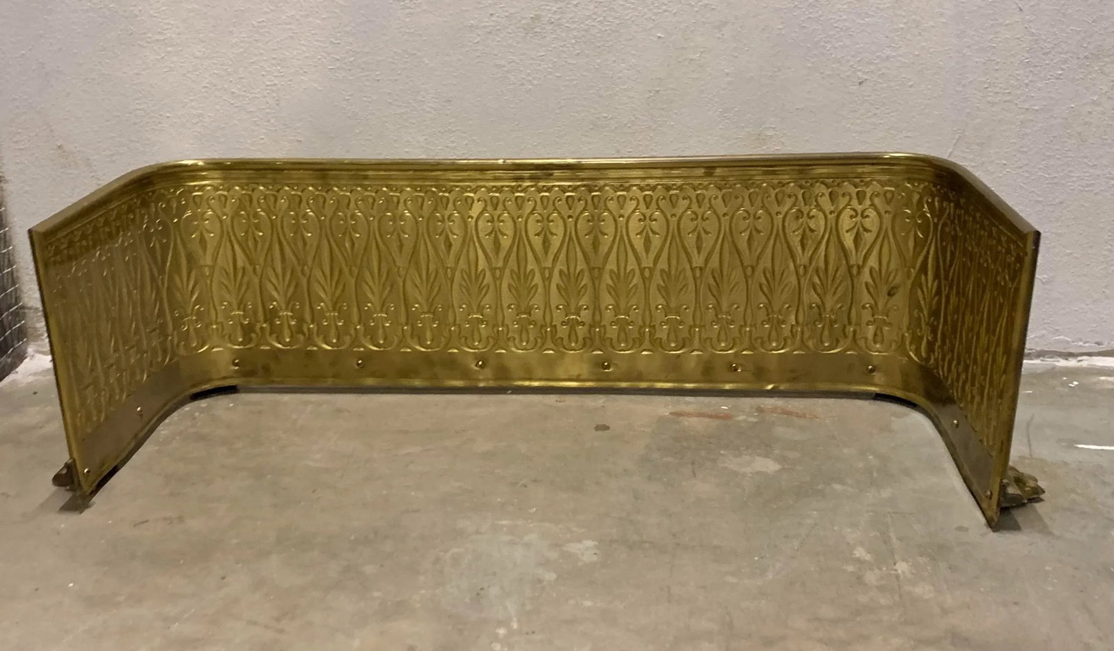 Vintage Art Deco Brass Fireplace Fender - 6