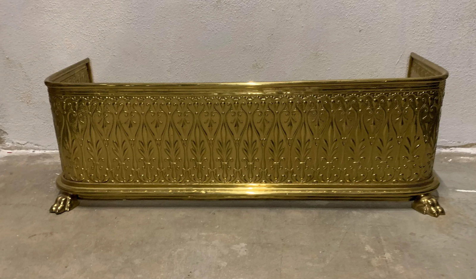 Vintage Art Deco Brass Fireplace Fender - 8